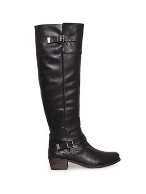 UGG black leather riding boots tall heeled Bess style over the knee size 7.5